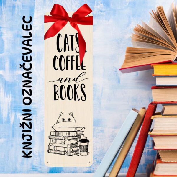 Knjižni označevalec - Cats coffee and books
