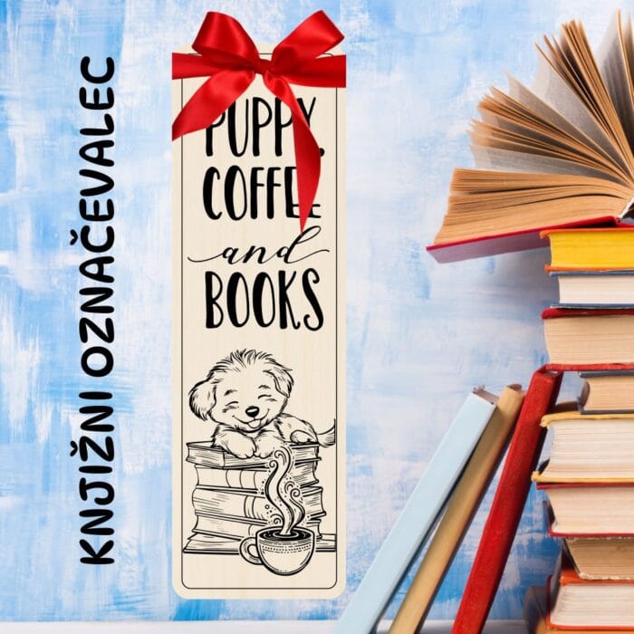 Knjižni označevalec - Puppy Coffee and books