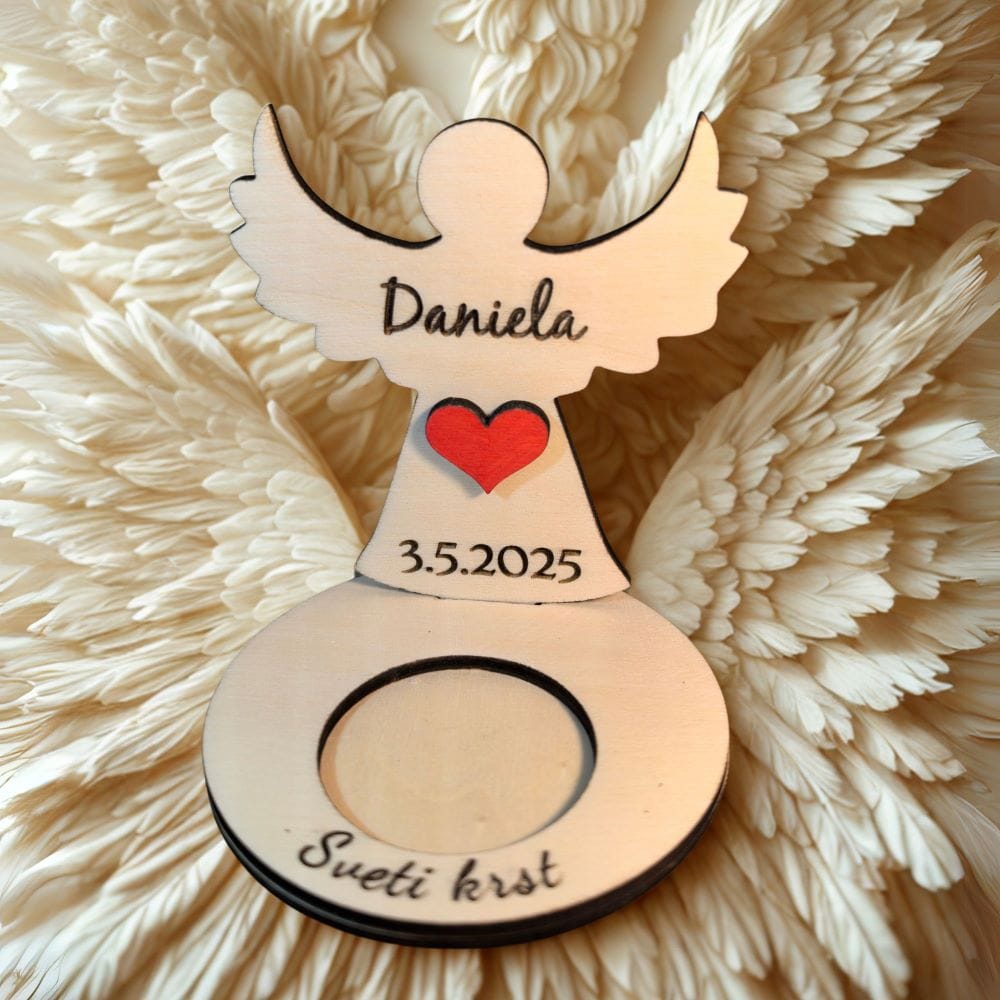 Personaliziran angelček s svečko za sveti zakrament