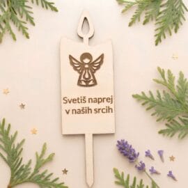 Lesena Svečka Graviran Angel_3 Lesena sveča za prvi november