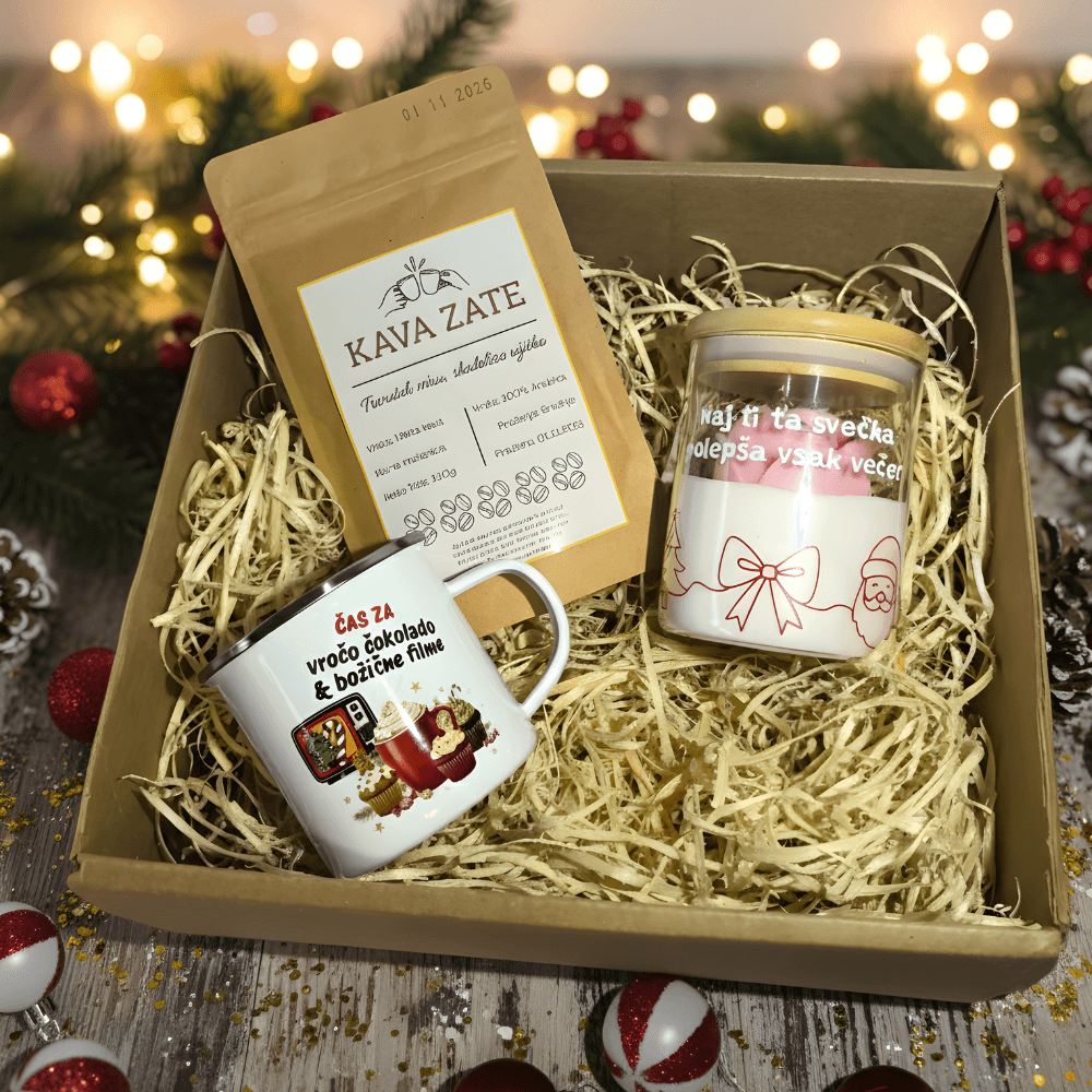 Božični darilni paket: Zimsko udobje in božični filmi.