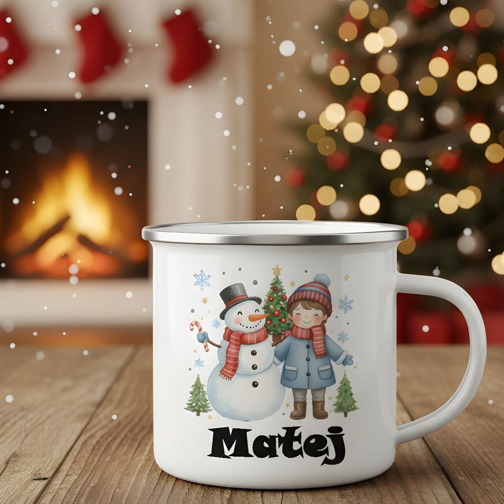 Emajliran lonček - Snežak