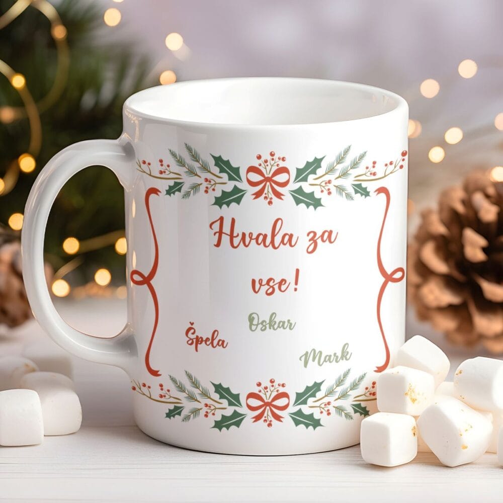 Božični set skodelic: Hvala za Vse, Dedi in Babi