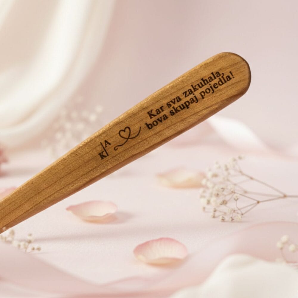 Lesena kuhalnica "Kar sva zakuhala" – Unikatno darilo za svate