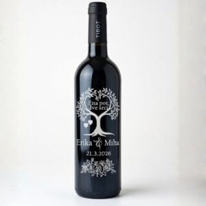 Premium personalizirano poročno vino v temna in svetli steklenici za čarobno poročno pogostitev