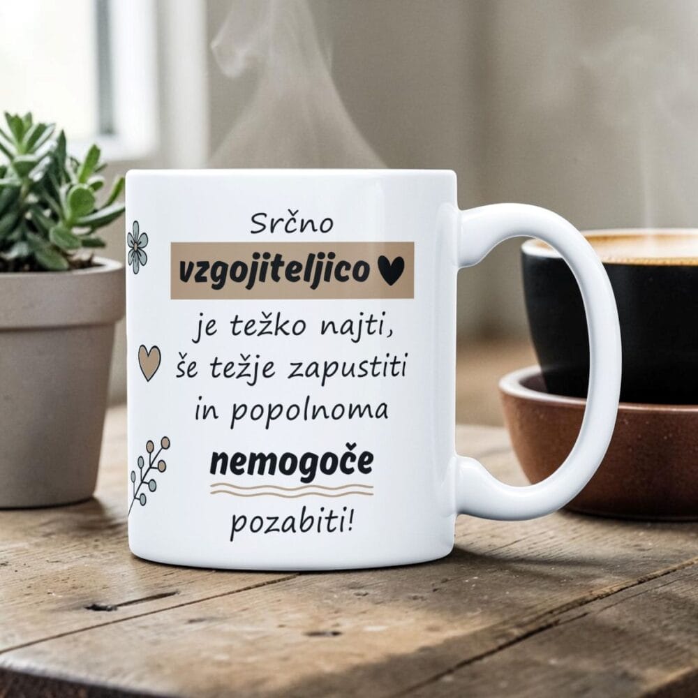 Darilna keramična skodelica za učitelje in vzgojitelje z unikatnim motivom 🎁