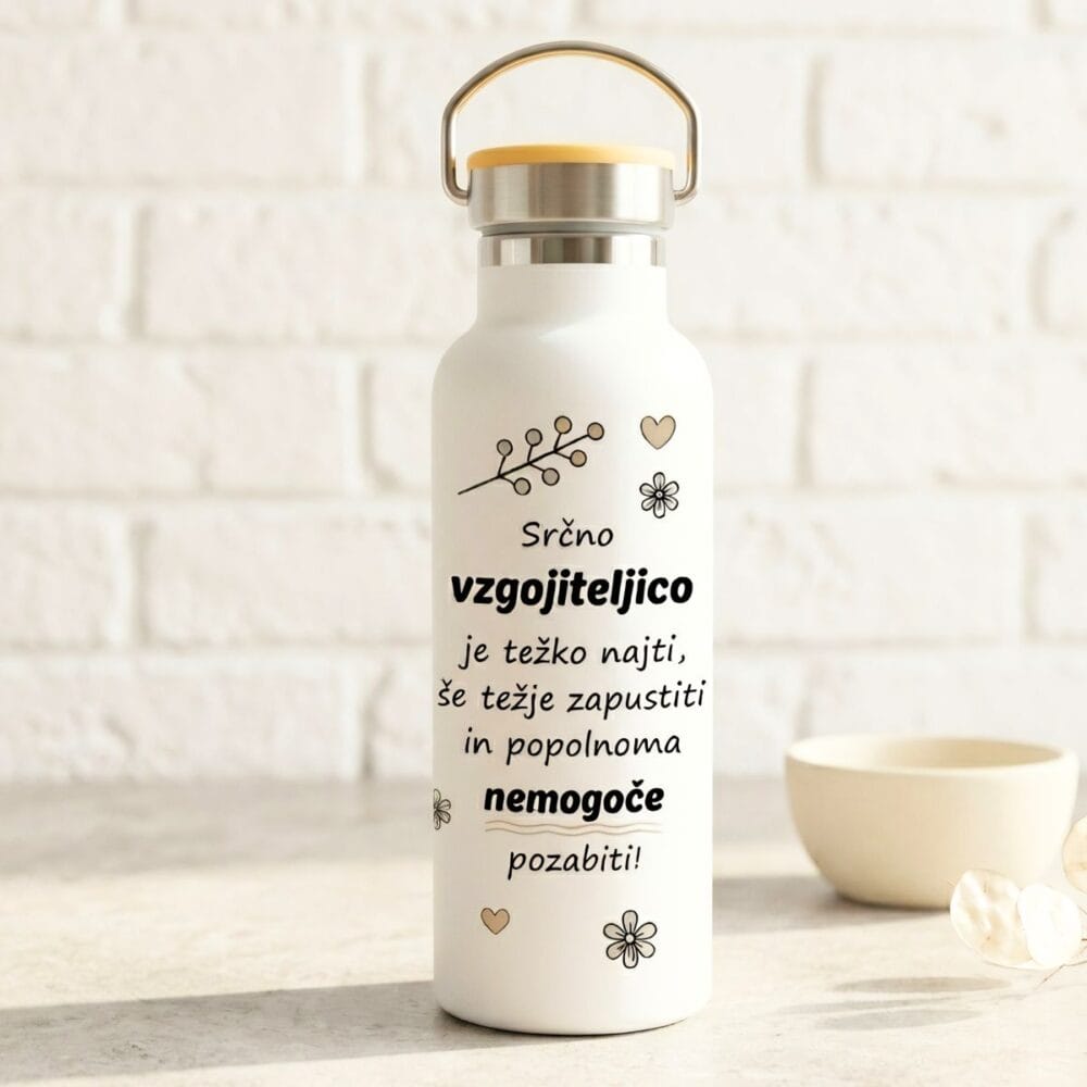 Darilna termo steklenička za učitelje in vzgojitelje z unikatnim dizajnom 🎁