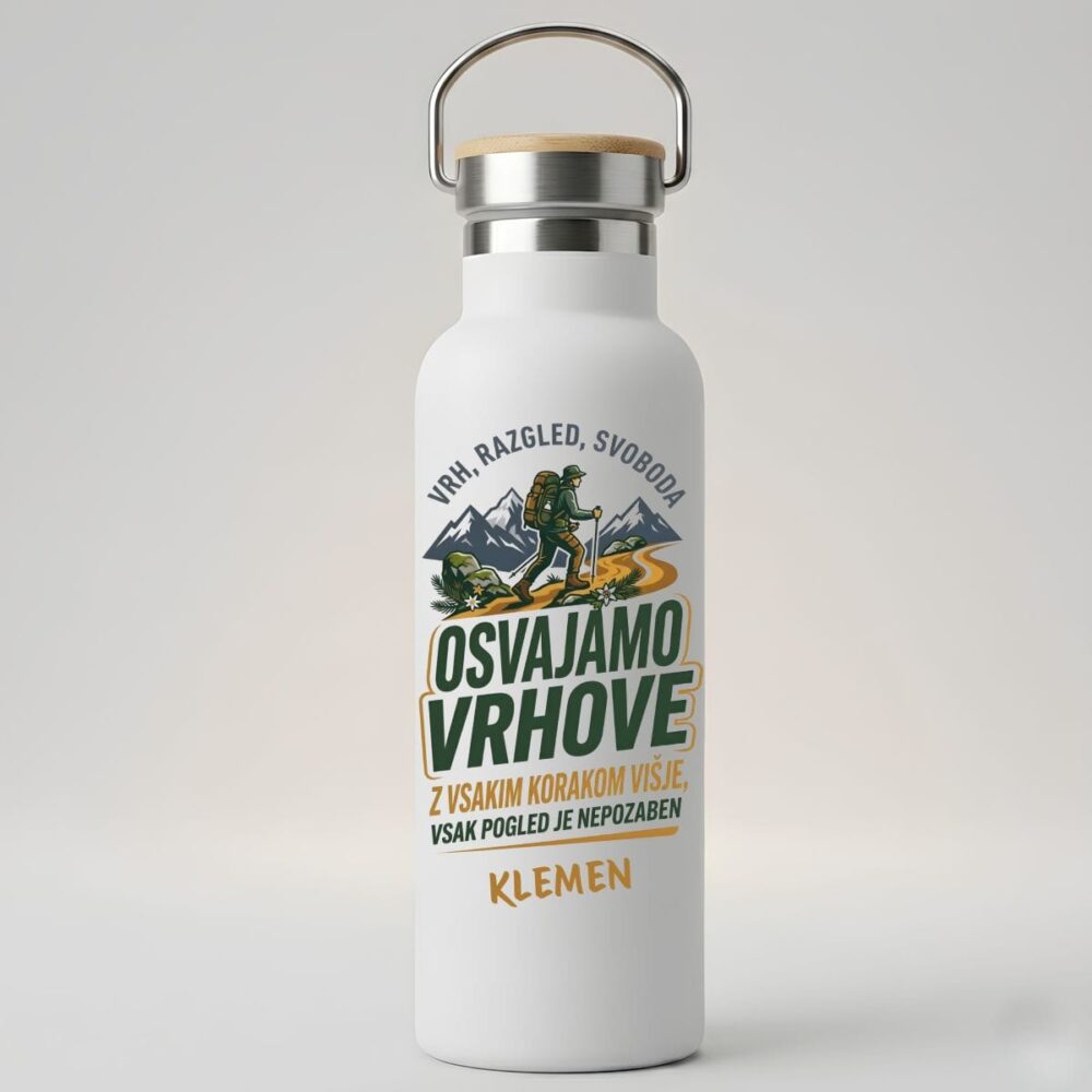 Personalizirana termo steklenička kot spremljevalka pohodniških, potovalnih in vsakodnevnih trenutkov.